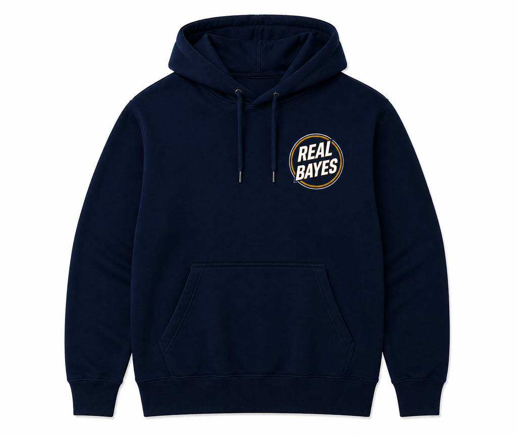 RealBayes - Bayes is Based Hoodie - Navy Blue / Gold Logo