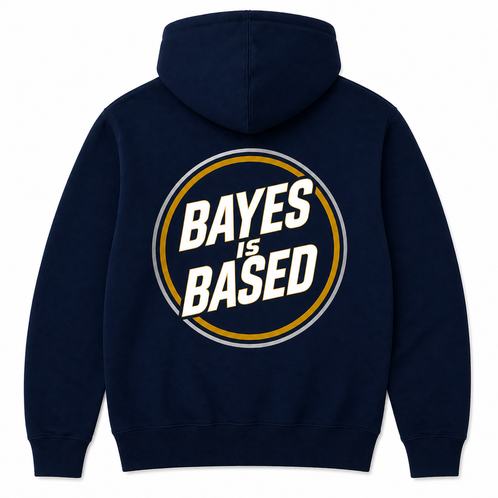 RealBayes - Bayes is Based Hoodie - Navy Blue / Gold Logo