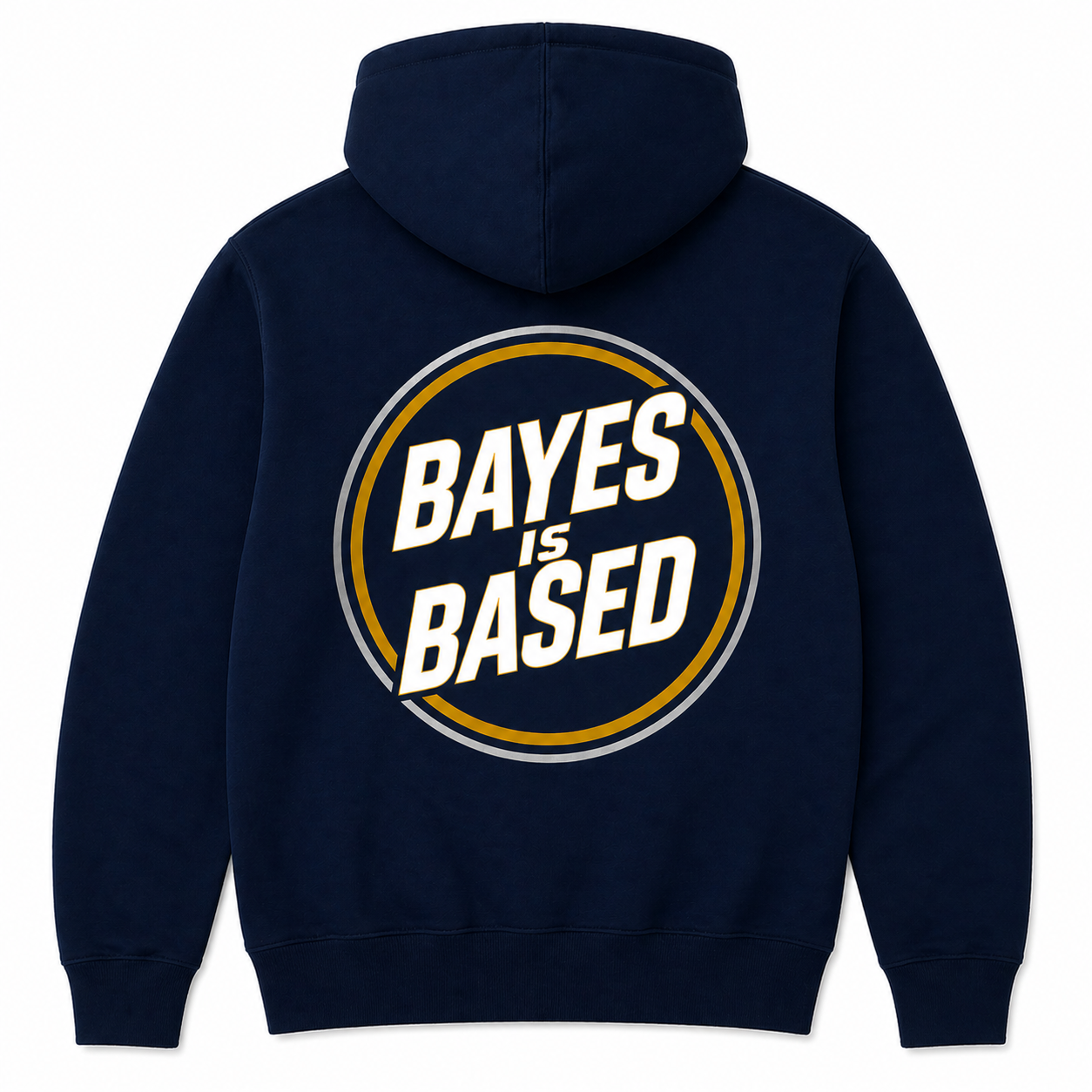 RealBayes - Bayes is Based Hoodie - Navy Blue / Gold Logo
